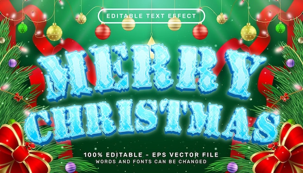 Effet De Texte 3d De Noël Et Effet De Texte Modifiable Avec Fond De Noël