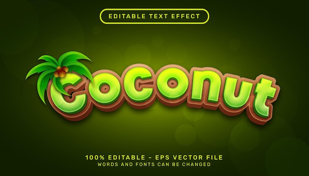 Effet De Texte 3d De Noix De Coco Et Effet De Texte Modifiable Avec Cocotier