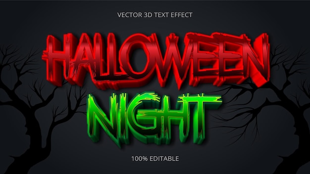 Effet De Texte 3d De La Nuit D'halloween