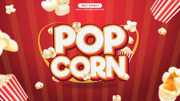 Effet De Texte 3d Popcorn Entièrement Modifiable