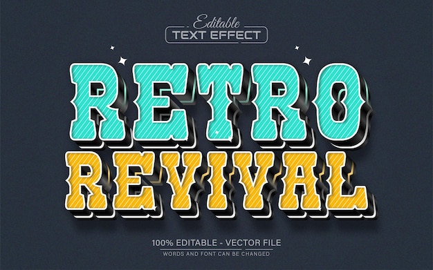 Vecteur effet de texte 3d rétro-revival vintage