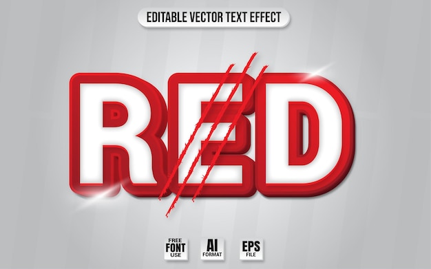 Vecteur effet de texte 3d rouge