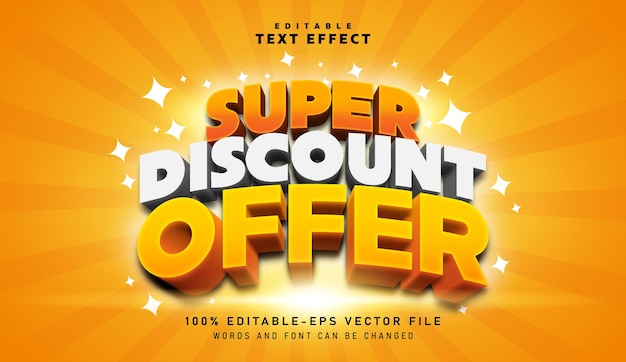 Vecteur effet de texte 3d super discount offer effet de texte modifiable
