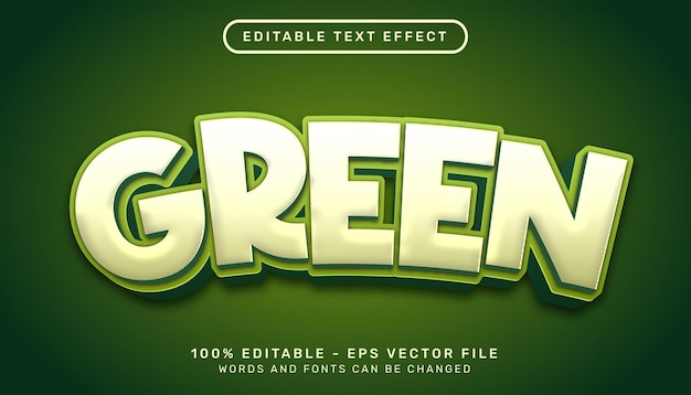 Effet De Texte 3d Vert Et Effet De Texte Modifiable