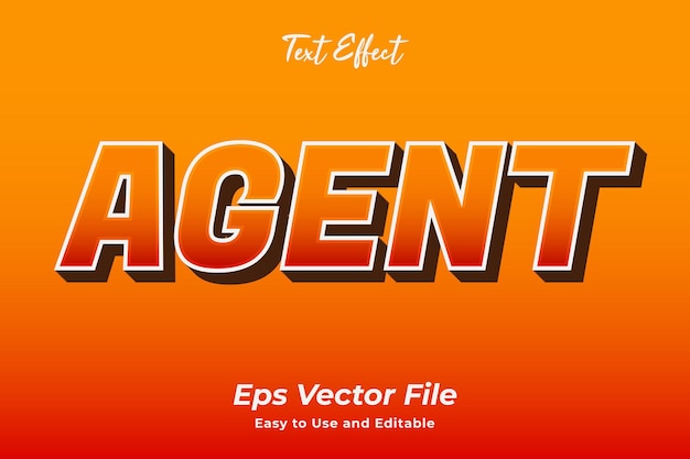 Effet De Texte D'agent. Modifiable Et Facile à Utiliser. Vecteur Haut De Gamme