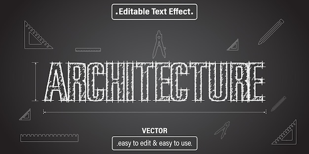 Vecteur effet de texte d'architecture, style de texte modifiable