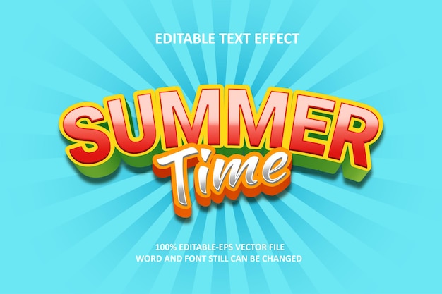 Vecteur effet de texte d'arrière-plan de l'heure d'été effet de texte modifiable