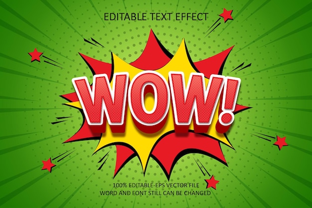 Vecteur effet de texte d'arrière-plan wow effet de texte modifiable