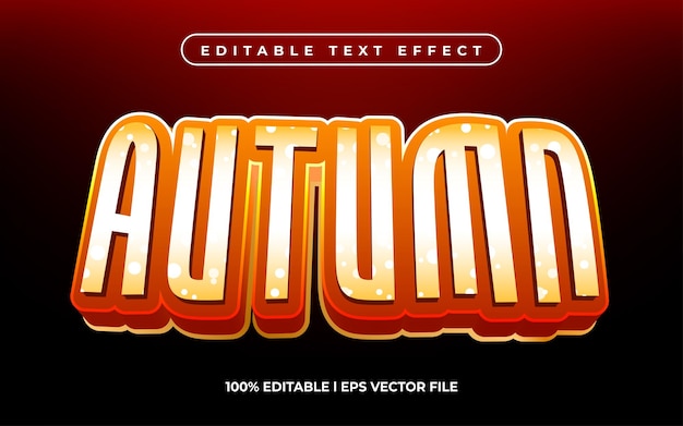 effet de texte d'automne couverture vidéo modifiable et modèle de typographie 3D de style texte de bannière