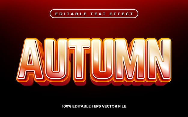 effet de texte d'automne couverture vidéo modifiable et modèle de typographie 3D de style texte de bannière