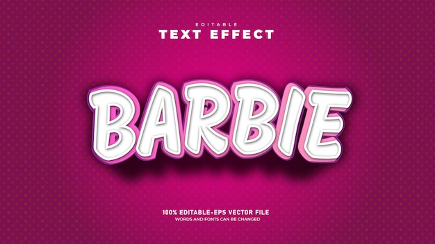 Vecteur effet de texte barbie modifiable