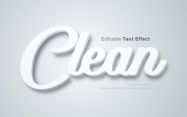 Vecteur effet de texte blanc propre 3d