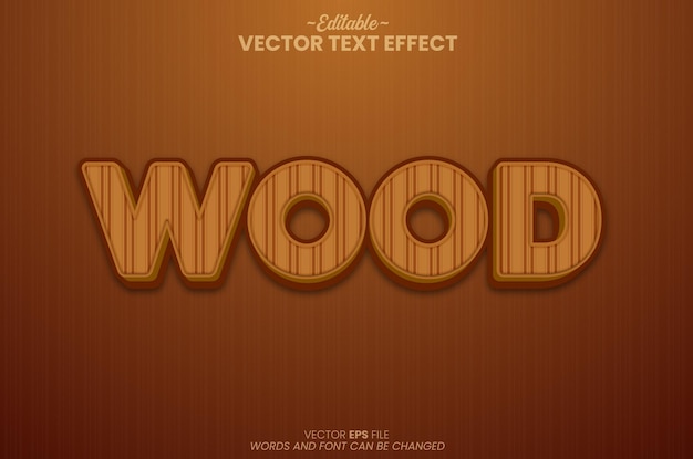 Vecteur effet de texte en boiseffet de texte vactor modifiable en bois 3d