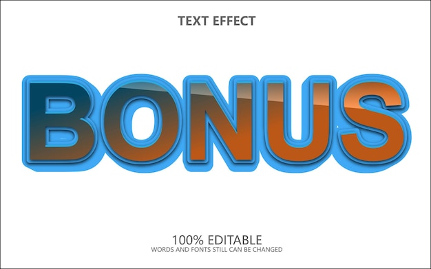 Effet de texte bonus d'effet de texte rouge de style 3D modifiable vectoriel gratuit