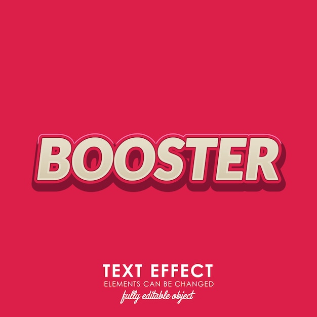 Vecteur effet de texte booster avec un design 3d audacieux et un joli thème rouge