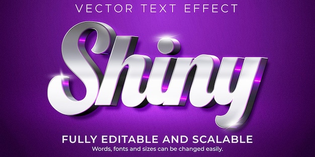Effet de texte brillant métallique luxe modifiable et style de texte élégant