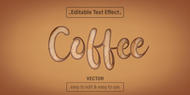 Vecteur effet de texte café, style de texte modifiable