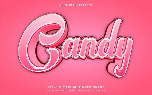 Effet de texte Candy entièrement modifiable et effet de texte de style 3D