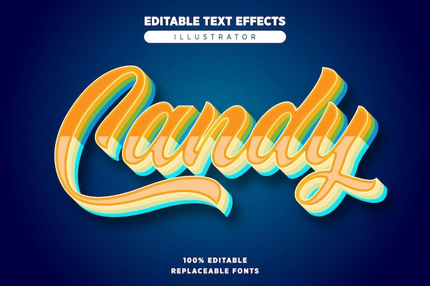 Vecteur effet de texte candy modifiable