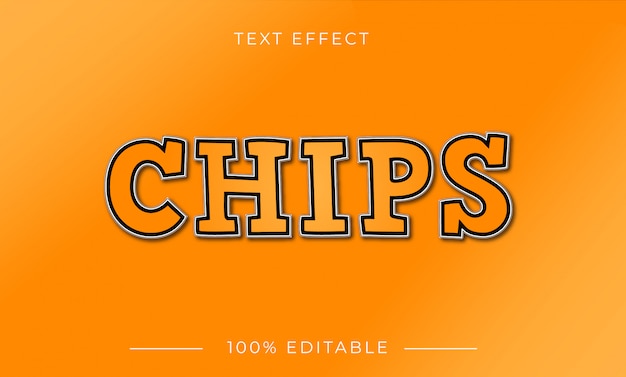 Vecteur effet de texte de chips avec une couleur dégradée