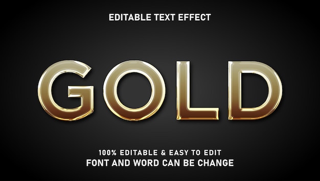 Effet de texte chromé or avec style 3D modifiable