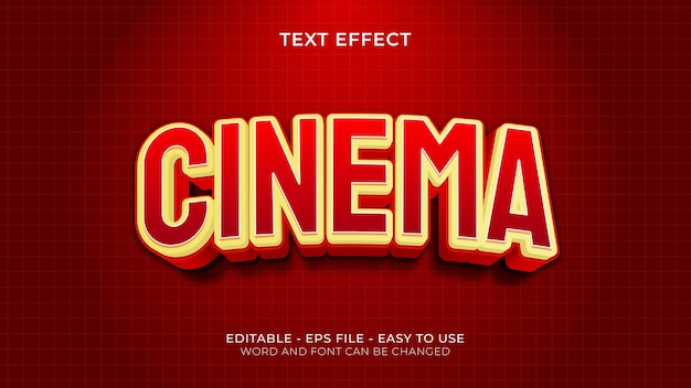 Vecteur effet de texte cinema en couleur rouge