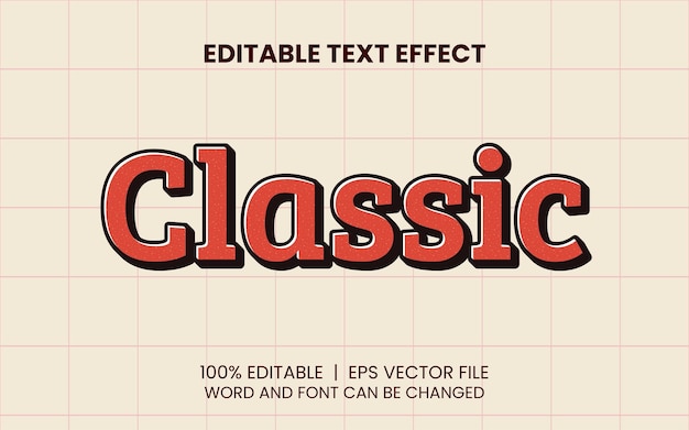 Effet de texte classique avec police modifiable de style 3d