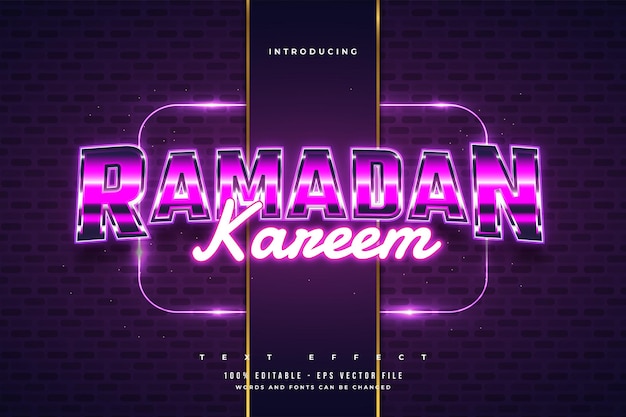 Effet De Texte Coloré Ramadan Kareem Dans Un Style Rétro Et Moderne Avec Effet Brillant Et Néon