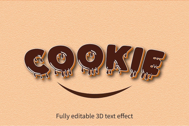 Vecteur effet de texte cookie 3d entièrement modifiable