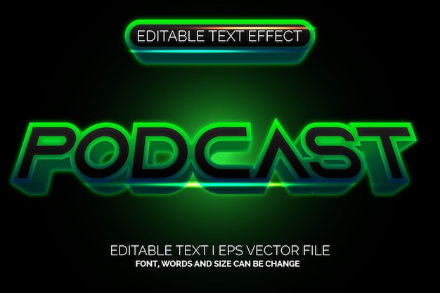 Effet de texte de couleur noir et vert podcast dégradé moderne