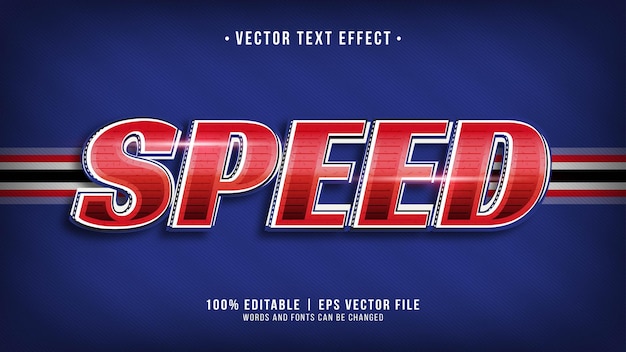 Vecteur effet de texte de course de vitesse sur le thème rouge bleu