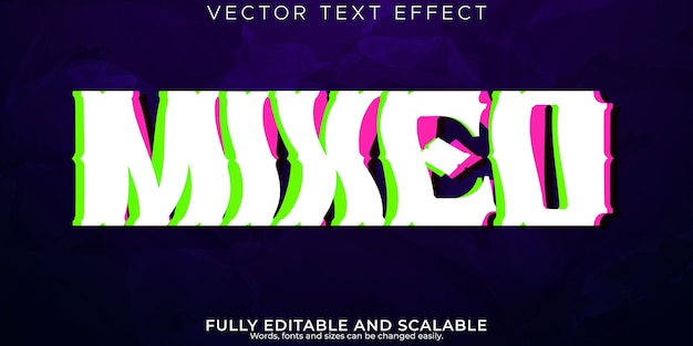Vecteur effet de texte créatif mixte style de police coloré et élégant modifiable