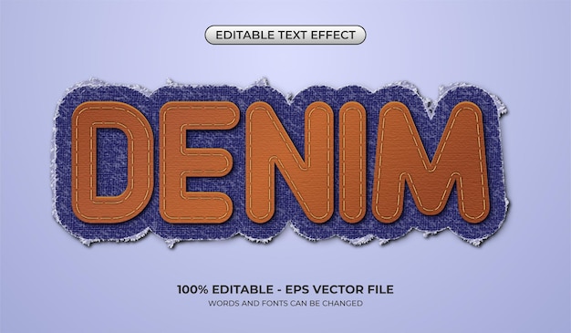 Effet De Texte Denim Réaliste Effet De Texte Jeans Tridimensionnel Modifiable Avec Point De Cuir