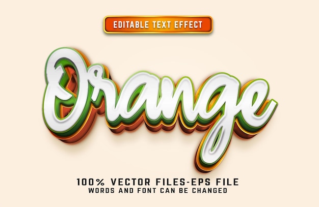 Effet De Texte De Dessin Animé 3d Orange Vecteurs Premium