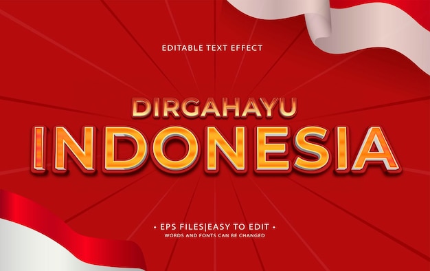 Vecteur effet de texte dirgahayu indonésie