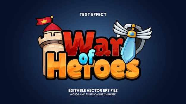 Effet de texte du jeu Heroes War modifiable