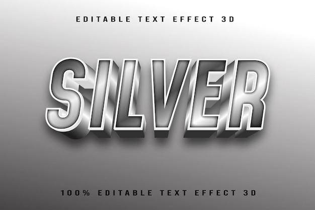 Effet de texte éditable en argent 3D en relief style dessin animé