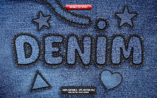 Effet de texte éditable en denim 3D