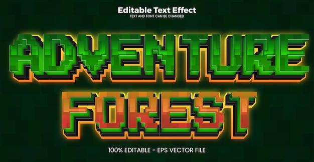 Effet de texte éditable de la forêt d'aventure dans le style de la tendance moderne