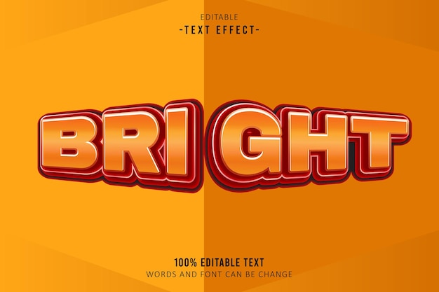 Effet de texte éditable lumineux en relief 3D de style dessin animé