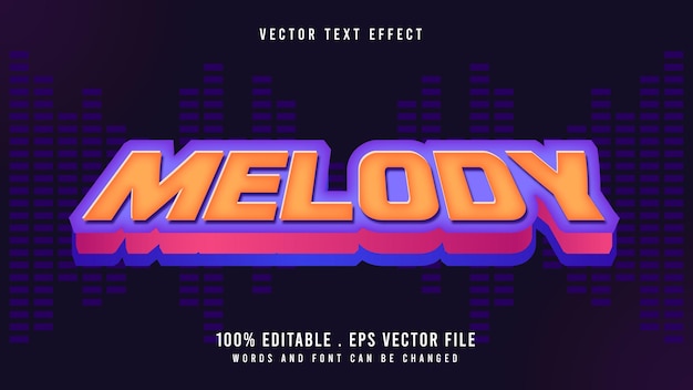 Vecteur effet de texte éditable de mélodie 3d