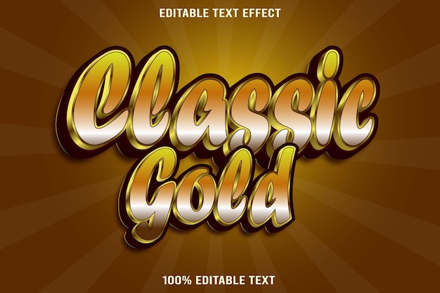 Effet de texte éditable en or classique style de luxe en relief 3D