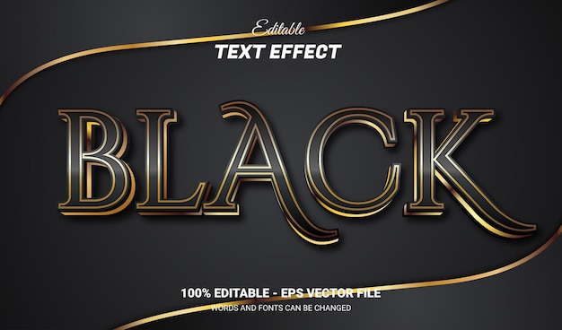 Vecteur effet de texte éditable en or noir