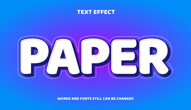 Vecteur effet de texte éditable sur papier avec dégradé