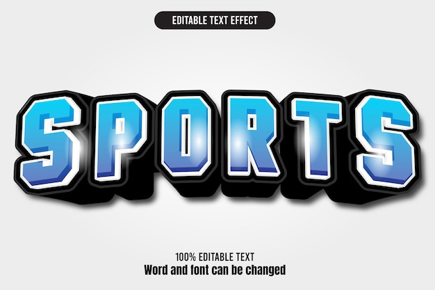 Effet de texte éditable pour le sport dessin animé en relief 3D