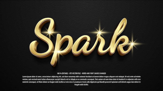 Vecteur effet de texte éditable sparkle 3d