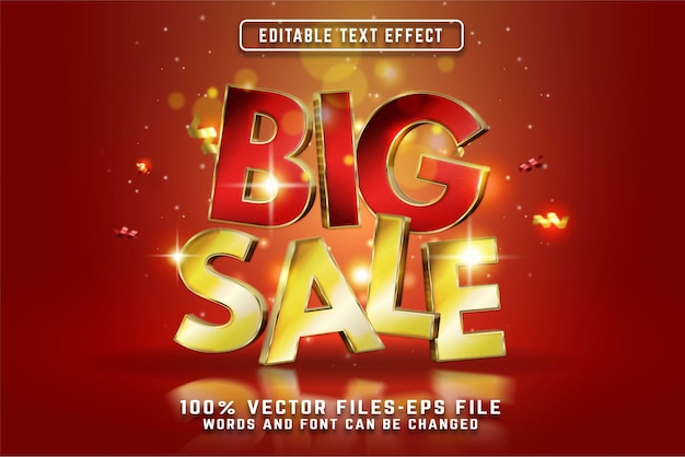 Vecteur effet de texte editale 3d de grande vente avec des vecteurs premium de style doré