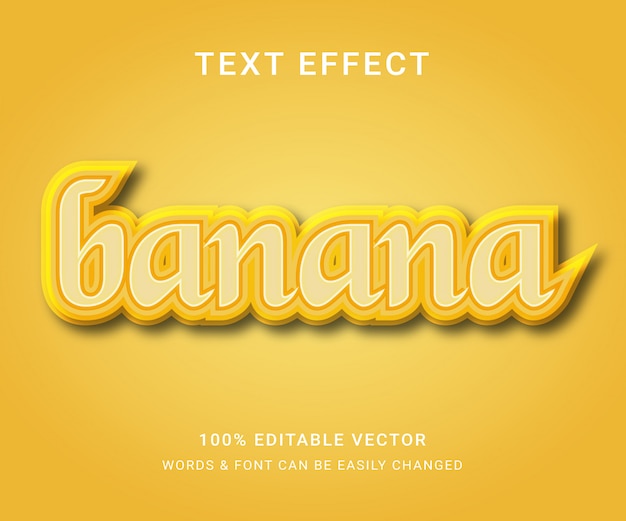 Vecteur effet de texte entièrement modifiable de banane