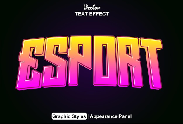 Vecteur effet de texte esport avec style graphique et modifiable