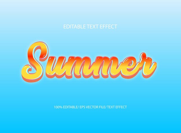 Effet de texte d'été conception d'effet de texte vectoriel 3D éditable eps